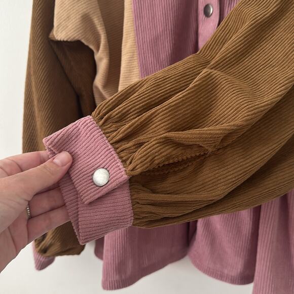 Ces Femme Women’s‎ Colorblock Corduroy Shacket Size Small - Picture 3 of 5